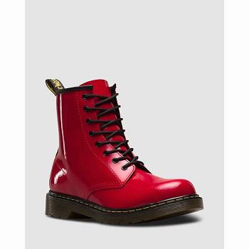 Dr Martens Gyerek 1460 Patent Bőr Lace Up Bakancs Piros